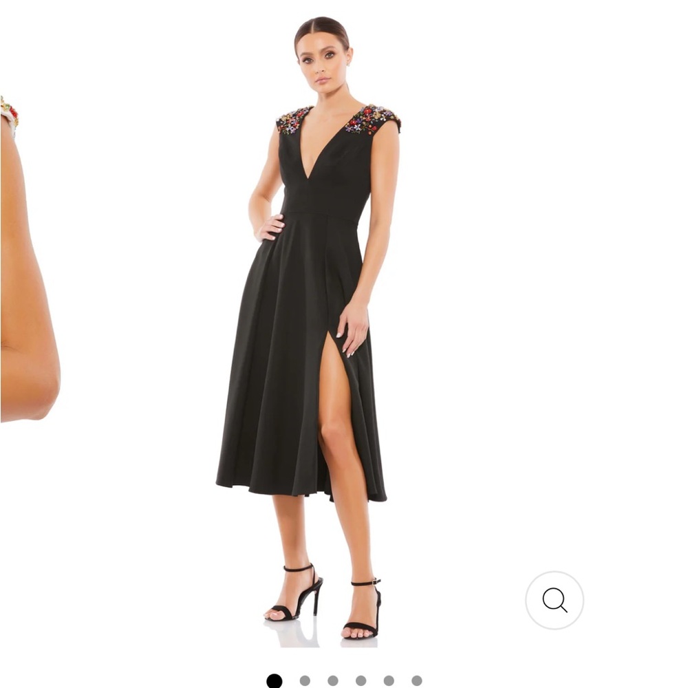Mac Duggar Beaded black midi dress